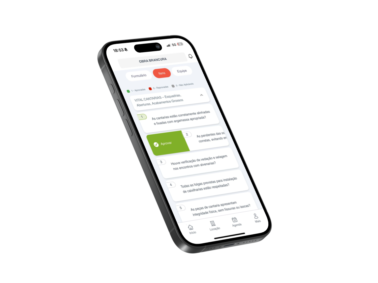 Checklist inteligente da Stant em um celular