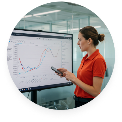 Profissional analisando um dashboard personalizado