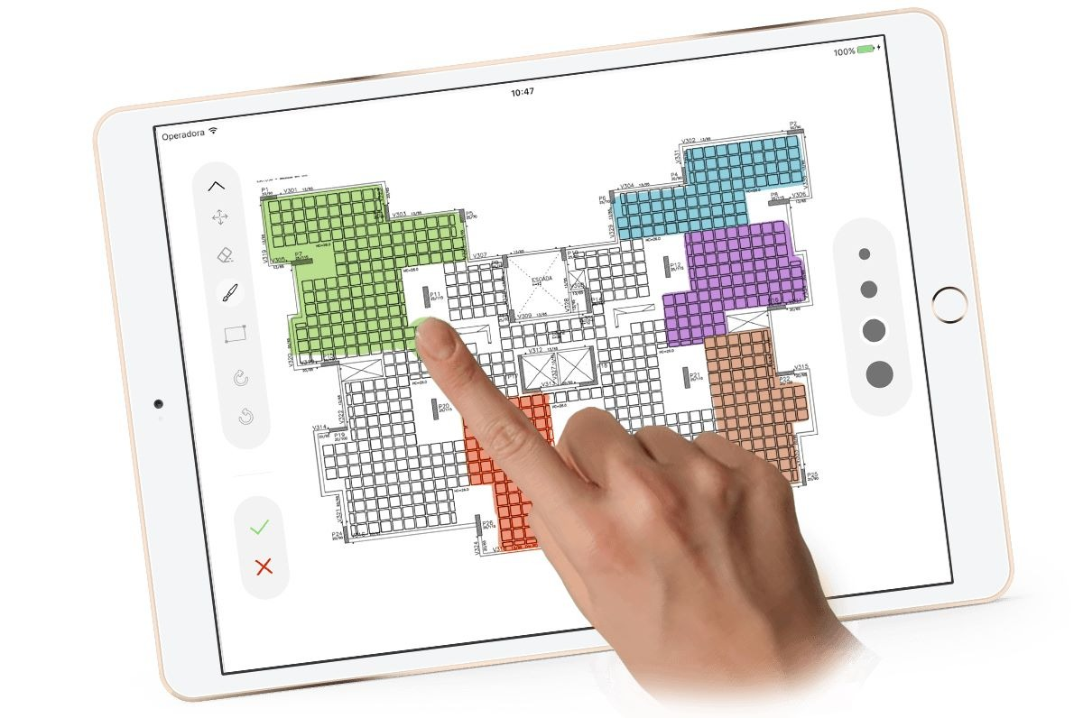 Interface de inspeções e verificações em tablet